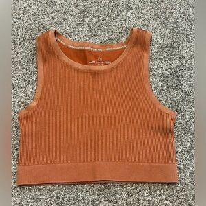 Offline by Aerie Workout Top Orange Ribbed Crop Top